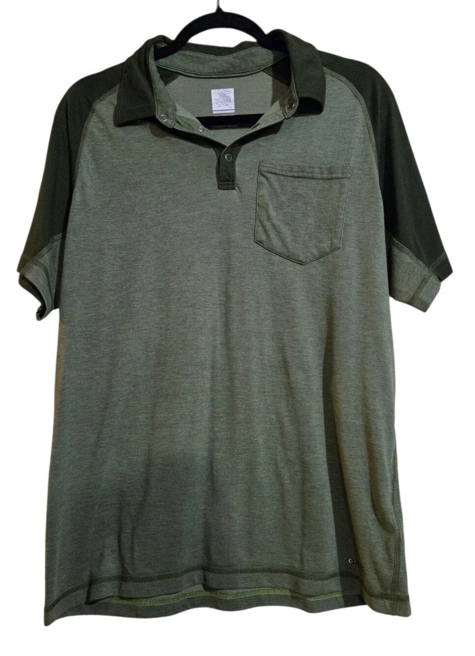 The North Face Flashdry 3-Snap Two-Tone Performance Polo Shirt Green Men's Large